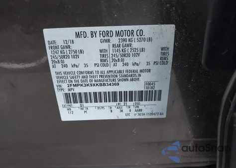 2019 Ford Edge Titanium из США, поврежденный, VIN 2FMPK3K9XKBB34369